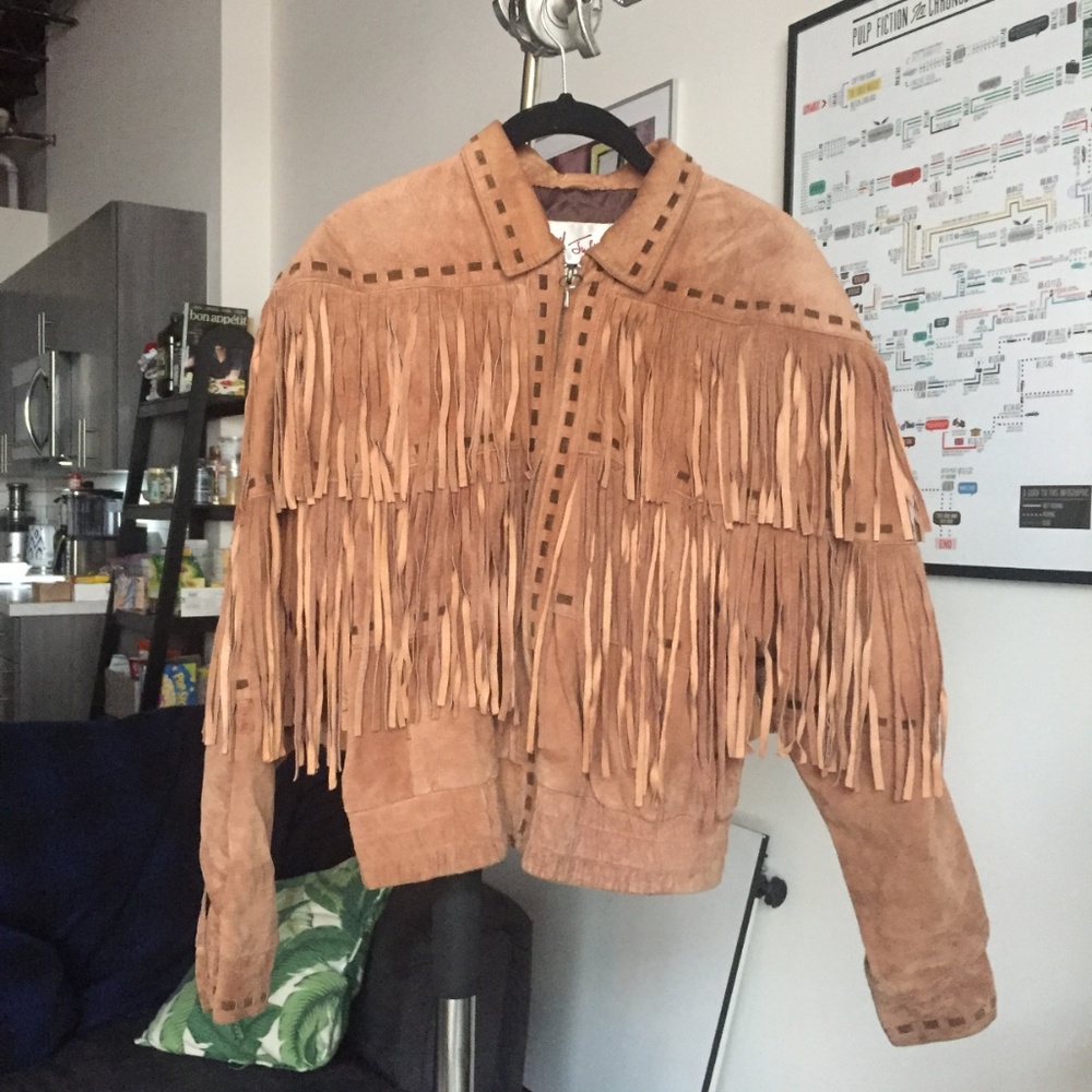 Vintage leather fringe jacket